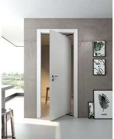 Porta interna rototraslante Pisa in legno di abete colore bianco, L 60 x H 210 cm, apertura a destra