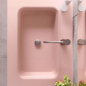 Mobile bagno sospeso 80 cm con lavabo e 2 cassetti LYRA Rosa Opaco