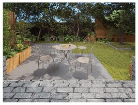 Sedia da giardino impilabile in Metallo Beige Stile ferro battuto - Lotto di 4 - GUERMANTES