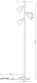 Globo 54114-3S - Lampada da terra TRENT 3xE14/25W/230V