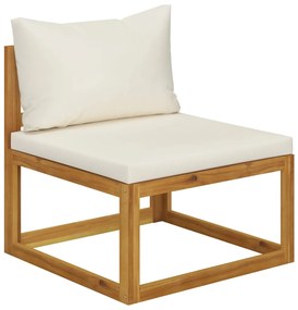 Set divani da giardino 2 pz con cuscini bianco crema in acacia