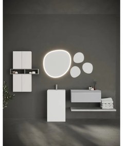 Specchio con illuminazione integrata bagno asimmetrico SPECCHIERE L 82 x H 72 x P 2.9 cm grigio / argento