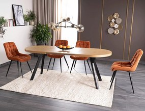 Tavolo Domingo II allungabile in impiallacciato rovere e struttura in metallo nero – 140/206/272x80x76 cm