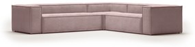 Kave Home - Divano ad angolo Blok 5 posti velluto a coste spesse rosa 320 x 290 cm / 290 x 320 cm FR