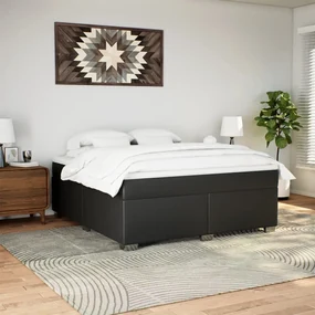 Giroletto a molle con materasso nero 180x200 cm in similpelle