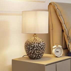 Lampada da tavolo Lindby Thalassia, bianco/nero, Ø 26 cm, ceramica