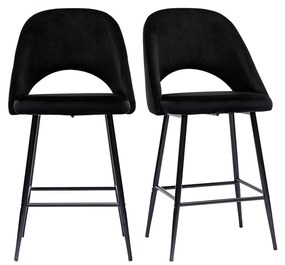 Sgabelli da bar in velluto nero e metallo H65 cm (set di 2) COSETTE