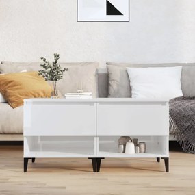 Tavolini 2pz Bianco Lucido 50x46x50 Cm İn Legno Multistrato /
