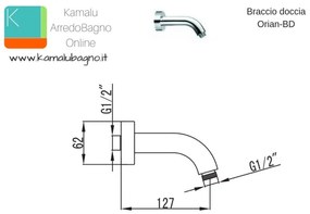 Kamalu - braccio doccia a muro lungo 13cm modello orian-bd