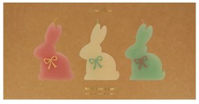 Candele con motivo pasquale in set da 3 pezzi tempo di combustione 2 h Bunny - Meri Meri