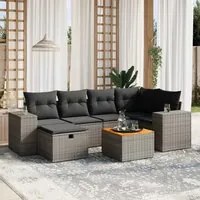 Set Divani da Giardino 7 pz con Cuscini Grigio in Polyrattancod mxl 89752