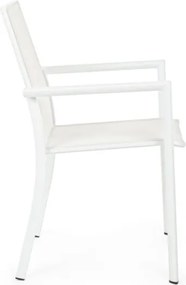 Set 4 Sedie Da Esterno Bianche In Alluminio E Textilene Con Braccioli Konnor Bizzotto