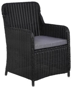 Sedie da esterno con cuscini 2 pz polyrattan nero