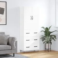 Credenza Bianco Lucido 69,5x34x180 cm in Legno Multistrato 3198083