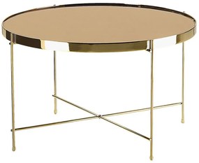 Tavolino vetro marrone e dorato ⌀ 63 cm LUCEA Beliani