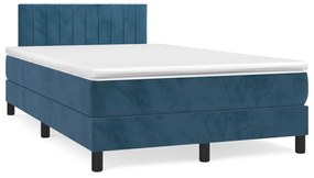 Letto a Molle Materasso e LED Blu Scuro 120x190 cm in Velluto