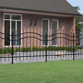 Recinzione Da Giardino Con Punta A Lancia Nera 140cm Acciaio /