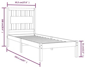 Giroletto Bianco in Legno Massello di Pino 90x190 cm Single