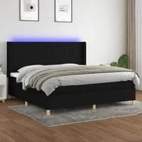 Letto a Molle Materasso e LED Nero 200x200cm in Tessuto cod mxl 63837