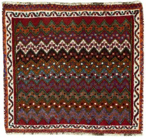 Shiraz Tappeto 50 x 60 Rosso (Iran) Annodato A Mano