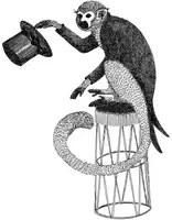 Rebel Walls Carta da parati panoramica Circus Animal Mr Monkey - Black/ White