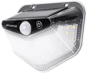 Applique Led multiangolo 20W Nero con pannello solare IP65 Bianco freddo 6500K con sensore crepuscolare e di movimento Aigostar
