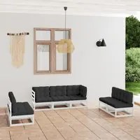 Set Divani da Giardino 7 pz con Cuscini Legno Massello di Pino cod mxl 43232