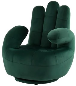 Poltrona a forma di mano girevole in velluto Verde scuro - CATCHY