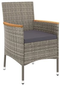 Set bistrò da giardino 5 pz con cuscini in polyrattan grigio