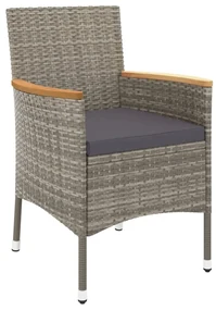 Set bistrò da giardino 5 pz con cuscini in polyrattan grigio