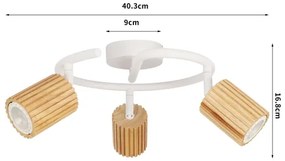 Brilagi - Faretto MODERN WOOD 3xGU10/8W/230V legno di caucciù/bianco