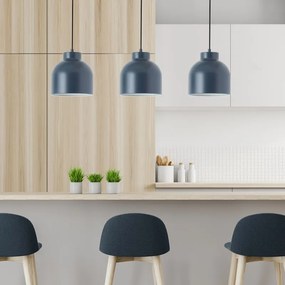 Lampadario Industriale Tonka grigio paralume blu 3x E27 Ø78cm INSPIRE