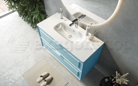 Mobile bagno azzurro opaco 102x47 Dublino con lavabo in ceramica due cassetti con cornice