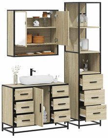 Set Mobili Da Bagno 3 Pz Rovere Sonoma İn Legno Multistrato /