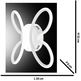 Applique LED moderno Fiore bianco IP20, NOVECENTO