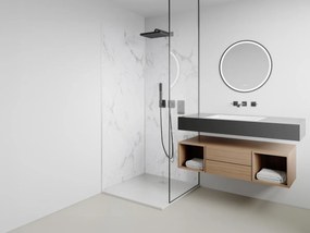 Pannello per parete da doccia effetto marmo bianco in alluminio con profili 2xL90xH210 cm - Lotto di 2 - ENEKO