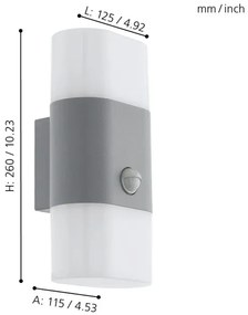 Eglo 97313 - Applique a LED  da esterno con sensore FAVRIA 1 2xLED/5,5W/230V IP44
