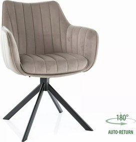 Sedia Azalia in velluto Bluvel con rotazione automatica 180° – colore beige scuro e struttura in metallo nero opaco