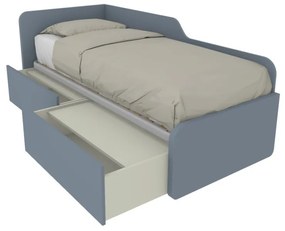 1064C - Letto singolo 80x190 con spalliera sagomata e cassettoni indipendenti