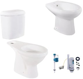 Coppia sanitari distanziato scarico a pavimento Lake WC: P 64.5 x L 36 x H 39.7 cm, bidet: P 52 x L 36 x H 39.5 cm