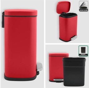 Cestino per la spazzatura rosso in acciaio con pedale 5 l Akira – Spirella