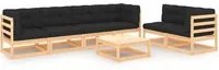 Set Salotto Giardino 7 pz Cuscini Antracite Legno Massello Pino 3083791