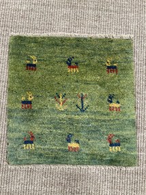 Gabbeh Tappeto persiano 40 x 40 Verde (Iran) Annodato A Mano