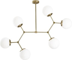 Lampadario bianco/color ottone con paralume in vetro Damar – Opviq lights