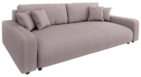 Divano rosa chiaro allungabile/con contenitore con rivestimento in velluto a coste 234 cm Sara – Ropez