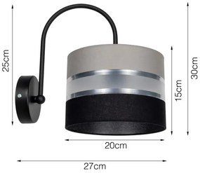 Applique CORAL 1xE27/60W/230V nero/grigio