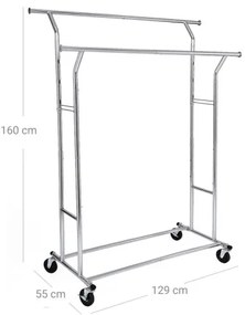 Appendiabiti a piantana mobile LINEA, argento