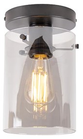 Plafoniera di design nera con vetro fumé - Dome