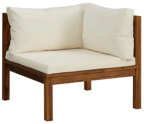 Set divani da giardino 9 pz con cuscini crema in legno acacia