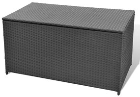 Baule da giardino nero 120x50x60 cm in polyrattan